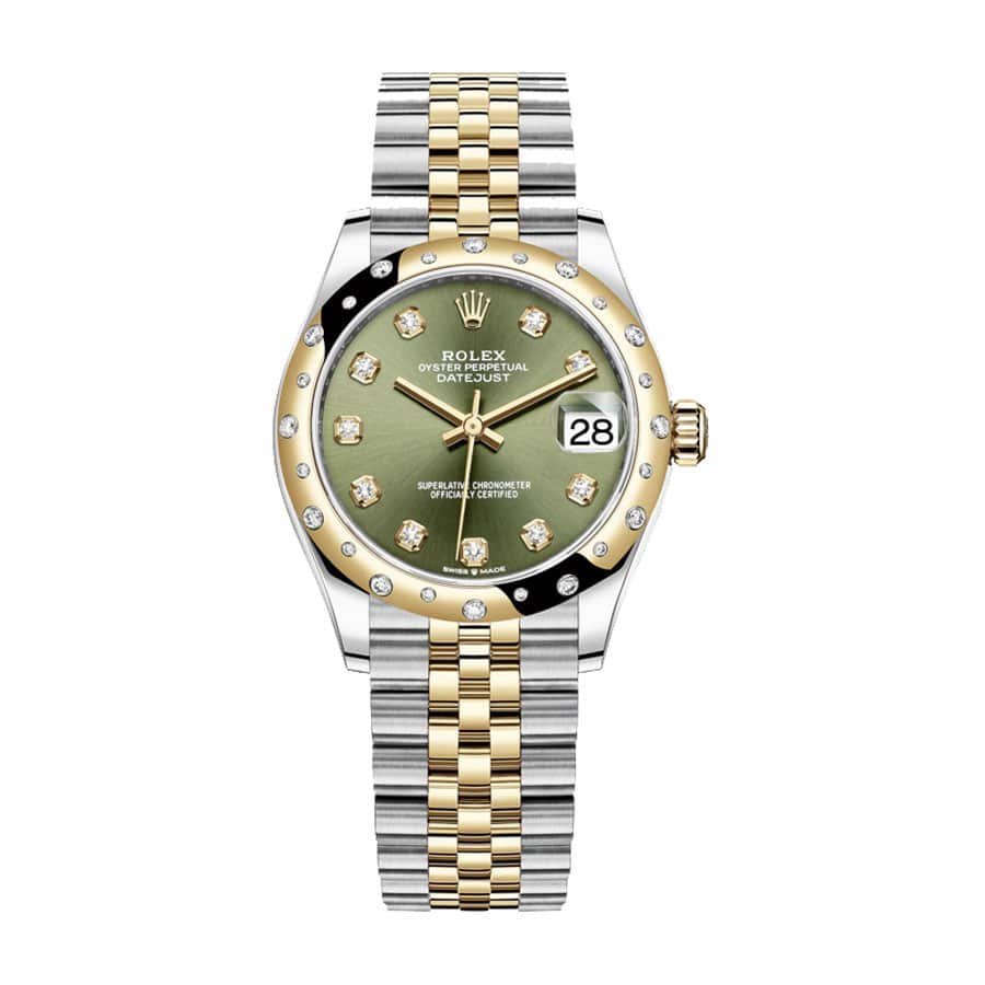 rolex-datejust-278273-31mm-yellow-gold-automatic-olive-green-set-with-diamonds-dial.jpg Datejust Olive Green Replica - 图片 1