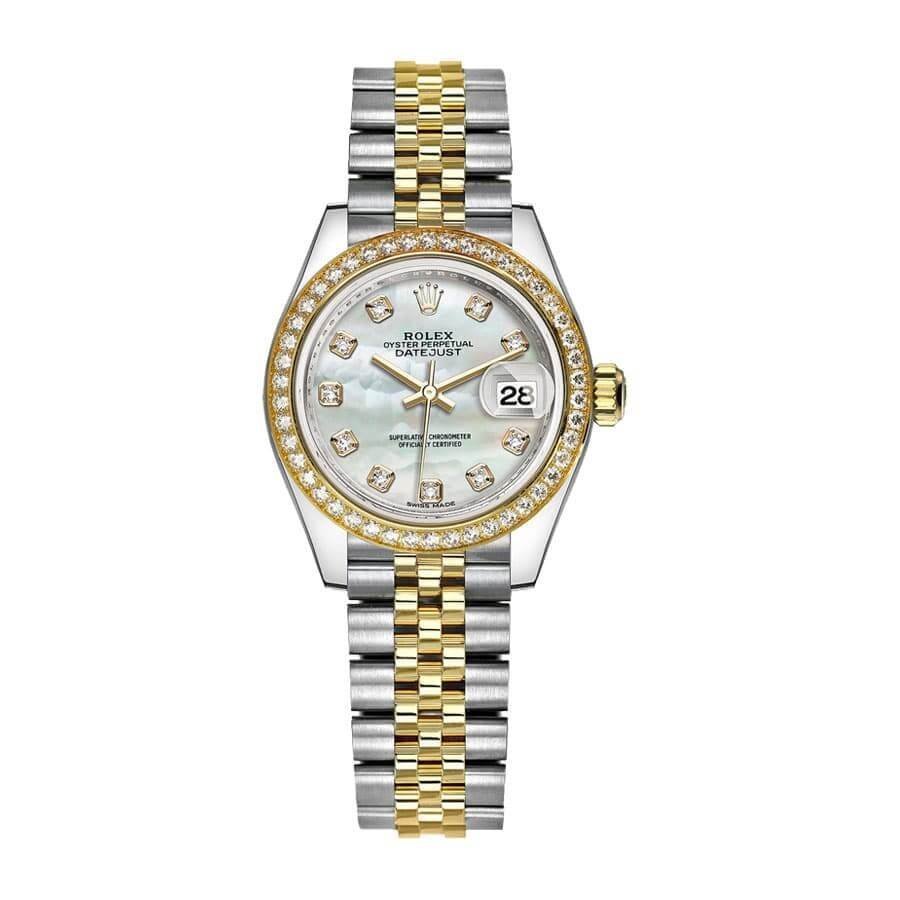 rolex-datejust-28mm-279383rbr-yellow-gold-steel-automatic-mother-pearl-diamond-dial.jpg Rolex 279383RBR Replica - 图片 1