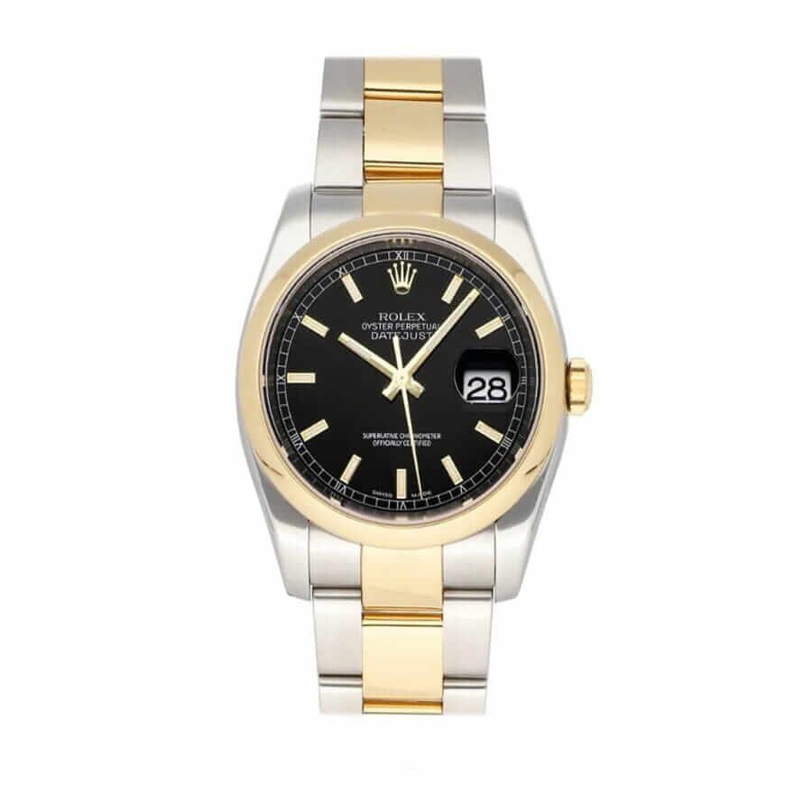 rolex-datejust-36-black-roman-numeral-dial-watch-116a231-jubilee-replica.jpg Rolex Datejust Yellow Gold Black Dial 116203 Oyster Replica - 图片 1