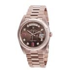 Rolex Day-Date 128235 AR Rose Gold Wrapped Chocolate Dial Replica - 图片 2